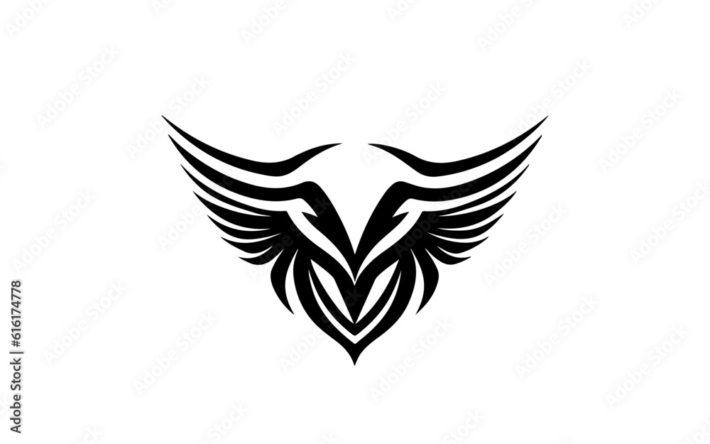 Obraz premium Wing shape isolated illustration with black and white style for template.