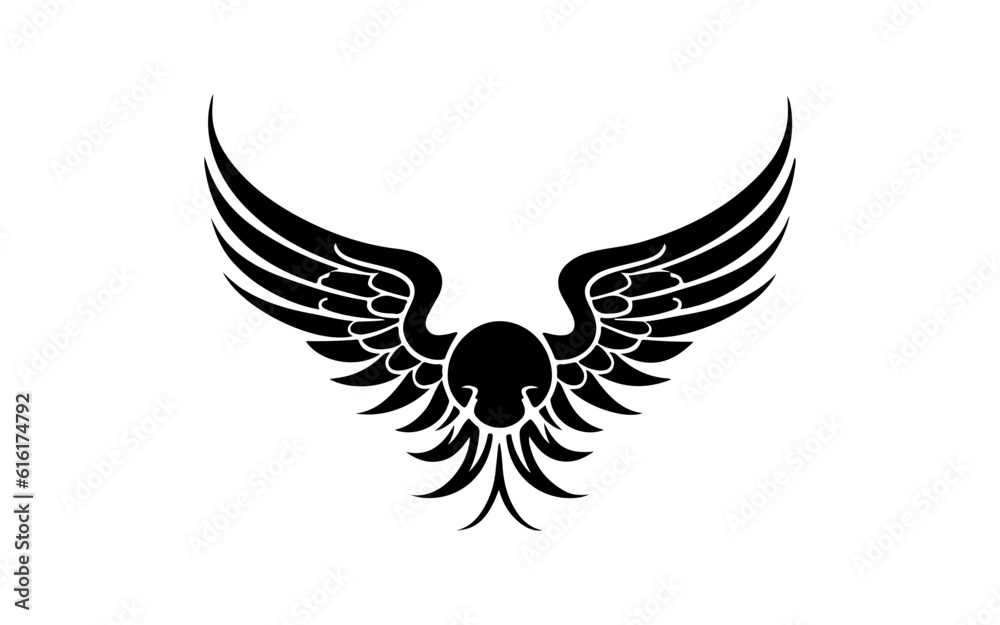 Fototapeta premium Wing shape isolated illustration with black and white style for template.