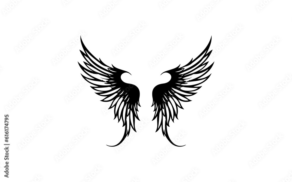 Obraz premium Wing shape isolated illustration with black and white style for template.