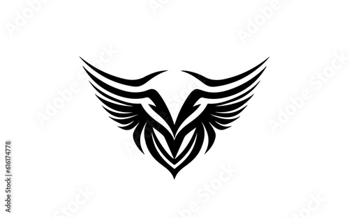 Wing shape isolated illustration with black and white style for template.