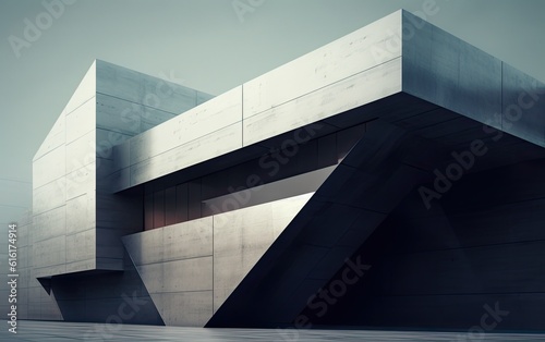 Abstract minimal futuristic geometric structures architecture.