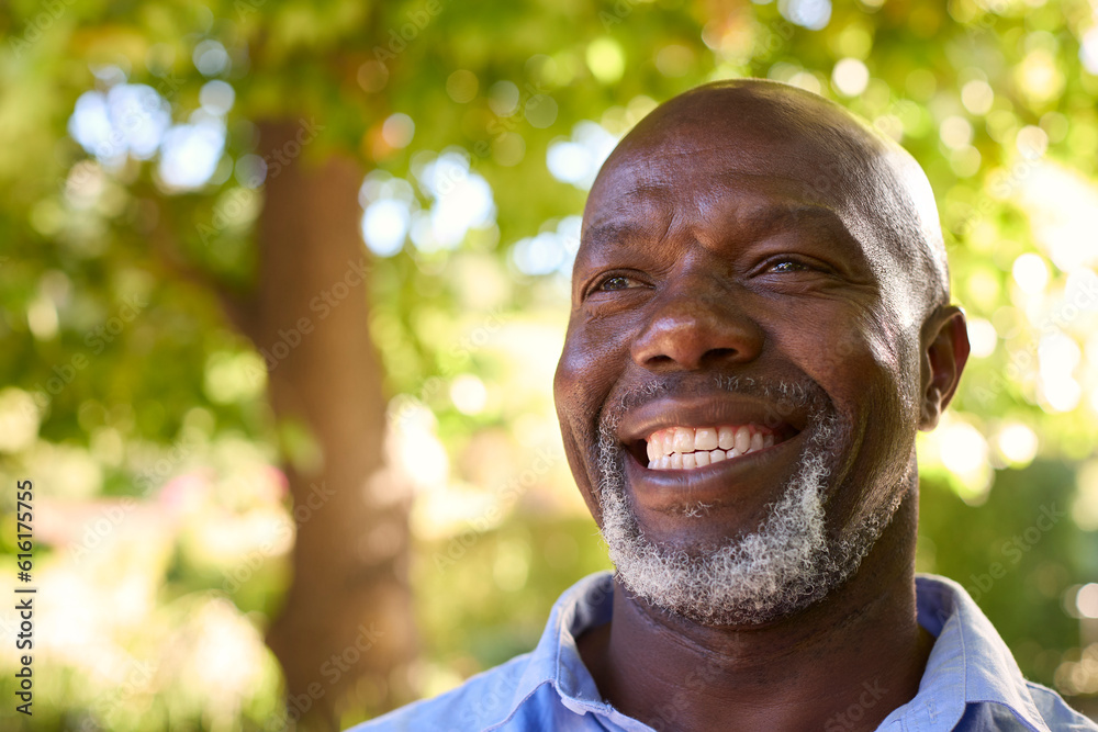 Portrait Of Smiling Senior Man Standing Outdoors In Garden Park Or Countryside Portrait Of Smiling Senior Man Standing Outdoors In Garden Park Or Countryside