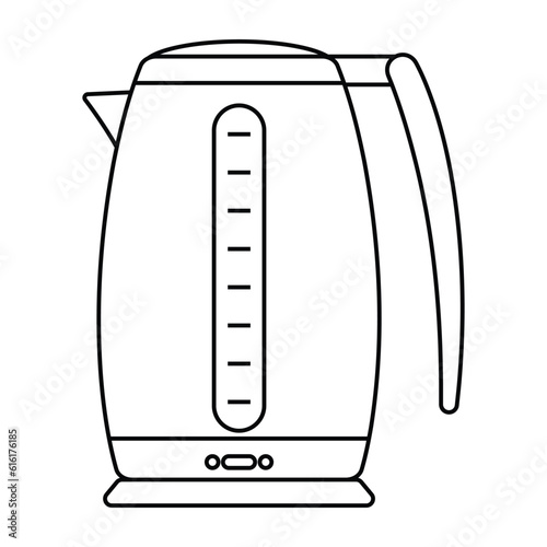 hot water kettle outline illustration on white background doodle