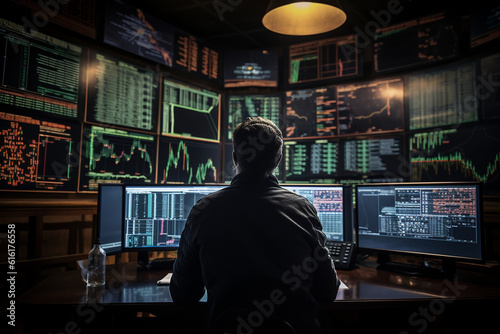 a trader monitoring currency exchange rates and placing trades on a foreign exchange platform Generative AI