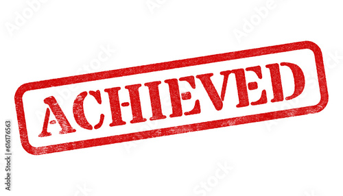 Achieved red rubber stamp isolated on transparent background with distressed texture effect