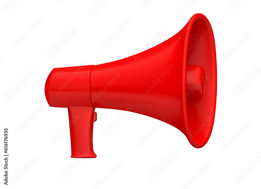 Red megaphone with the transparent background.