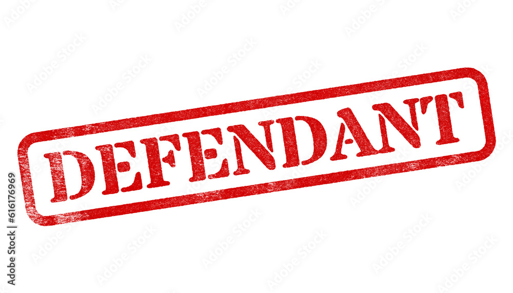 Defendant red rubber stamp isolated on transparent background with distressed texture effect Defendant red rubber stamp isolated on transparent background with distressed texture effect