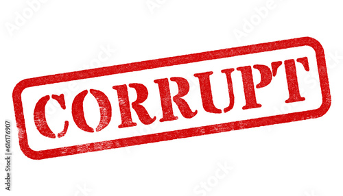 Foto Corrupt red rubber stamp isolated on transparent background with distressed text