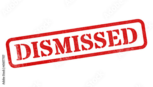Dismissed red rubber stamp isolated on transparent background with distressed texture effect