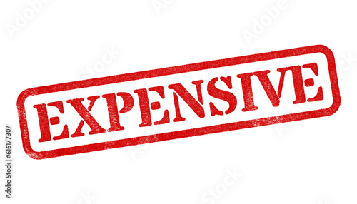 Tableau sur toile Expensive red rubber stamp isolated on transparent background with distressed te