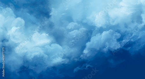 Sky blue and gray color gradient background, blue cloudy brush strokes in the style of dark indigo. photo