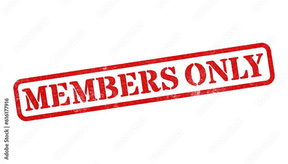 Members Only red rubber stamp isolated on transparent background with distressed texture effect Members Only red rubber stamp isolated on transparent background with distressed texture effect