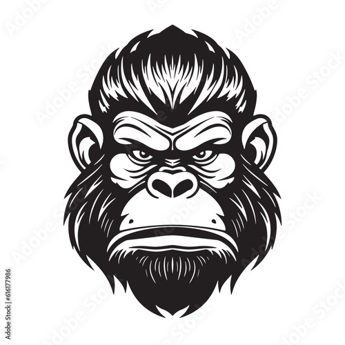 Vector drawing of a gorilla head on a white background
