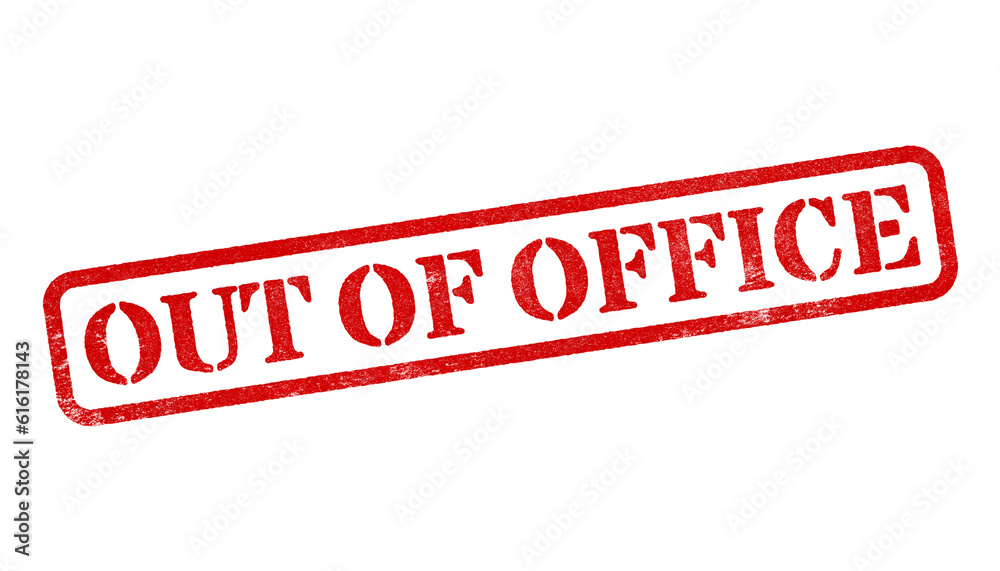 Out of Office red rubber stamp isolated on transparent background with distressed texture effect Out of Office red rubber stamp isolated on transparent background with distressed texture effect