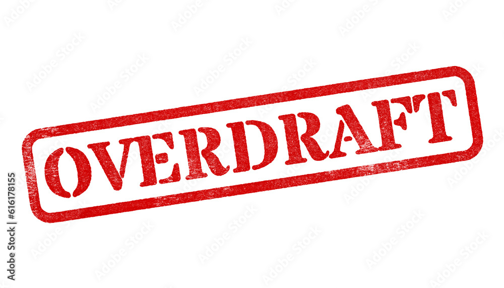 Overdraft red rubber stamp isolated on transparent background with distressed texture effect Overdraft red rubber stamp isolated on transparent background with distressed texture effect