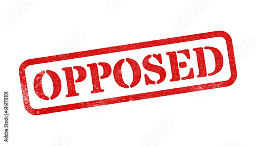 Opposed red rubber stamp isolated on transparent background with distressed texture effect