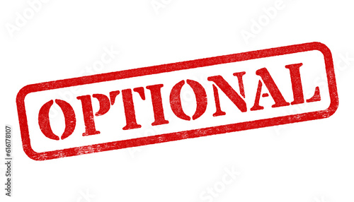 Optional red rubber stamp isolated on transparent background with distressed texture effect