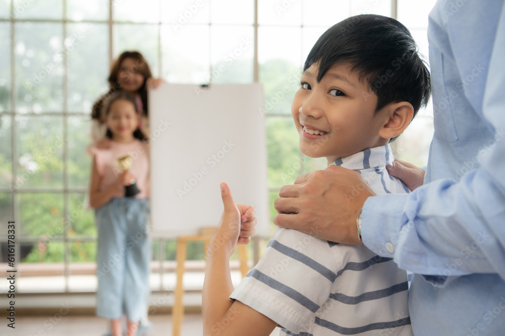 Family of artists that spend weekends at home painting with water