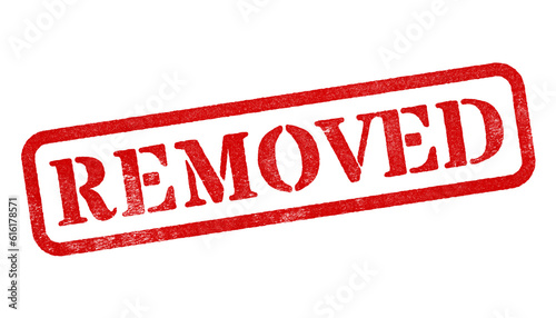 Removed red rubber stamp isolated on transparent background with distressed texture effect
