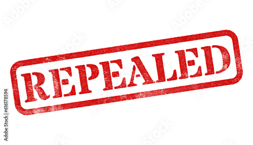 Repealed red rubber stamp isolated on transparent background with distressed texture effect