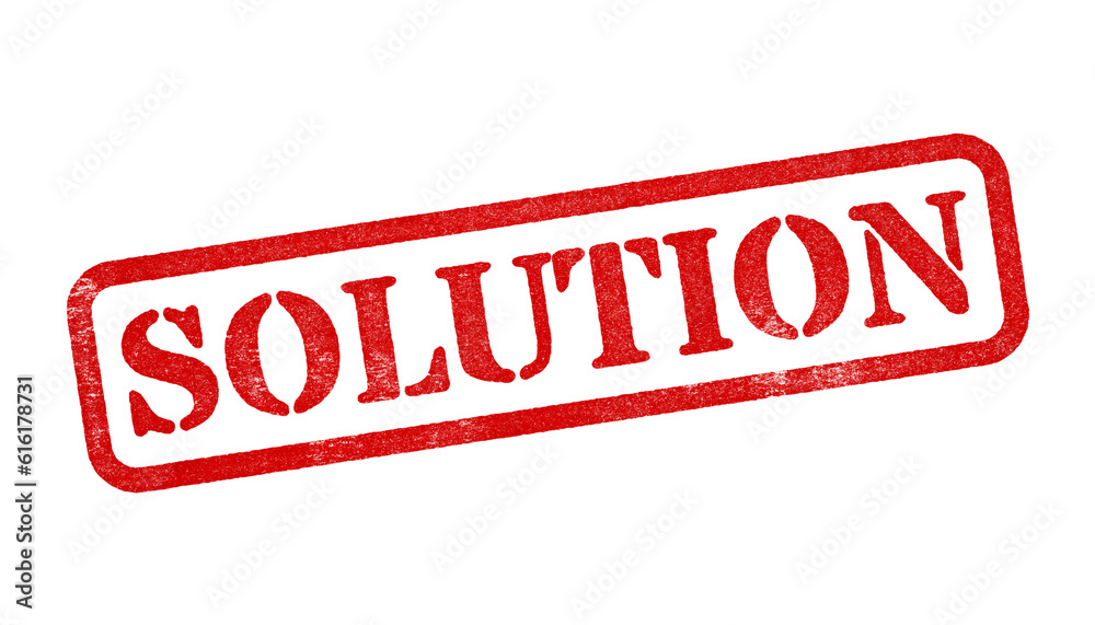 Solution red rubber stamp isolated on transparent background with distressed texture effect Solution red rubber stamp isolated on transparent background with distressed texture effect