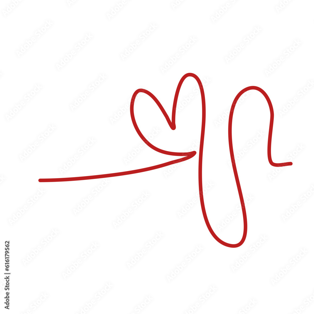Squiggly Red Line Heart Element Squiggly Red Line Heart Element