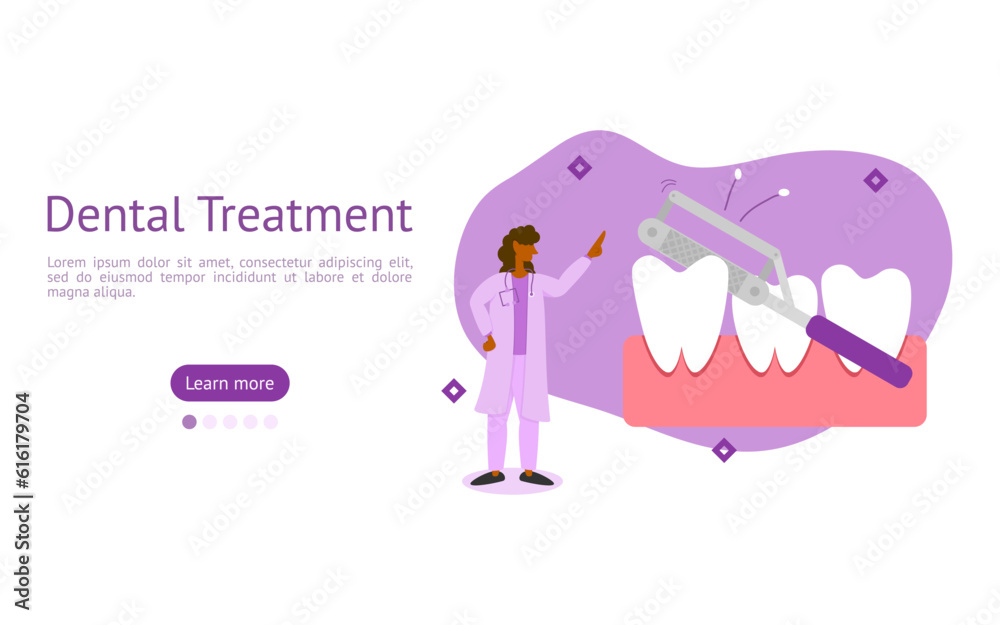 dental care illustration set. characters seen dentist is using rasp to