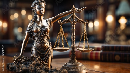 Photo of a statue of Lady Justice sitting on a table representing the legal system
