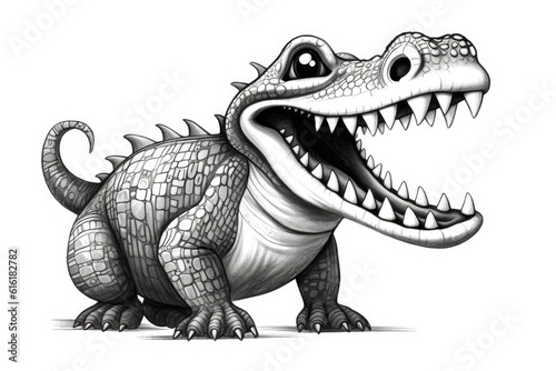 Cute Crocodile drawing on white background - generative AI © HandmadePictures