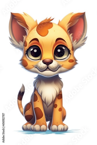 Cute baby Cougar in Cartoon Style on white background - generative AI