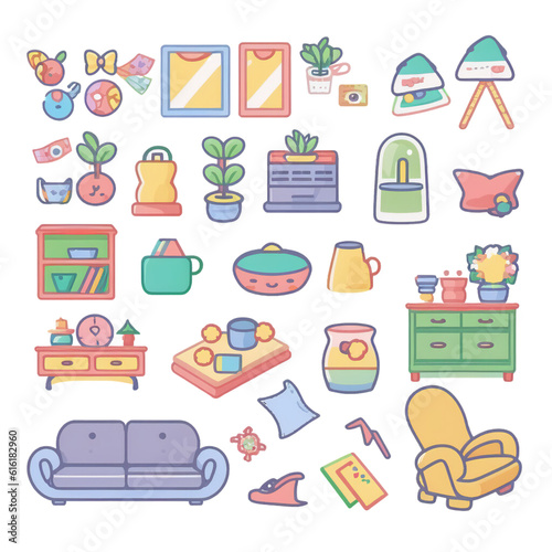 Interior items, sticker set