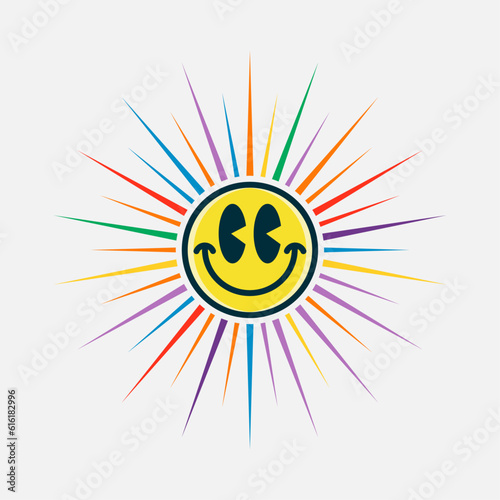 Shining and colorful smiling face emoji photo