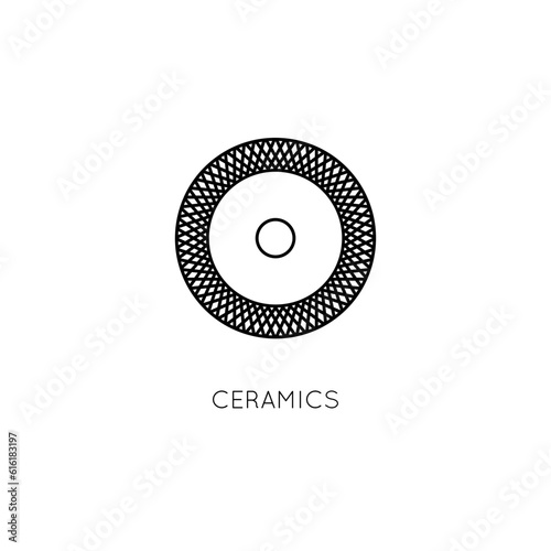 Diamond disc vector icon. Processing ceramics angle grinder.