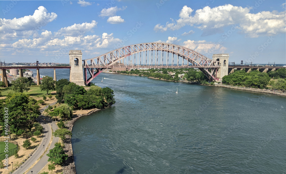 hell gate bridge on randall's island in new york city (seen from rfk