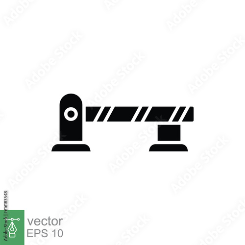 Automatic car barrier icon. Simple solid style. Gate, border, entrance control, boundary system concept. Black silhouette, glyph symbol. Vector illustration isolated on white background. EPS 10.