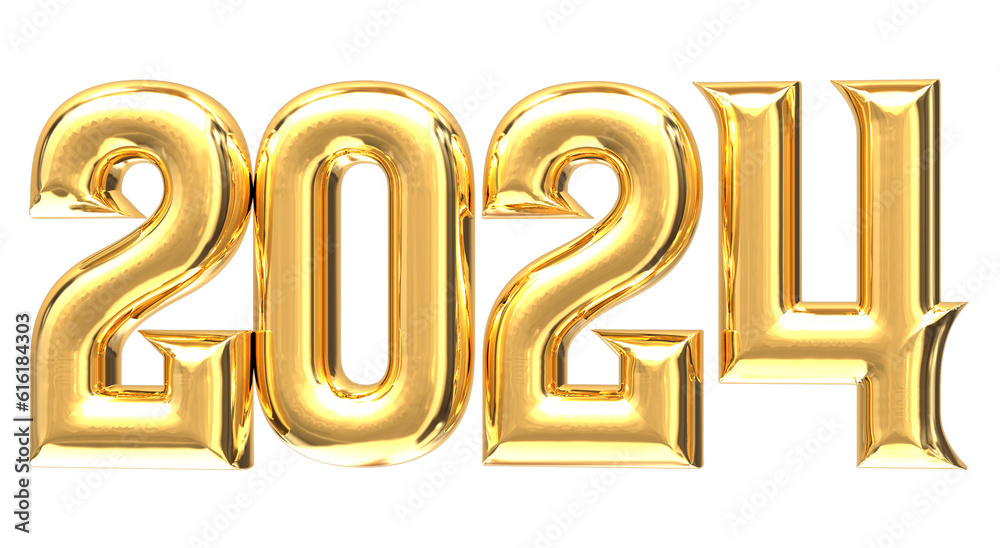 Number 2024 Gold 3D Render Number 2024 Gold 3D Render