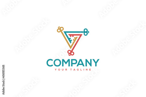 Creative logo design designated to a real estate or locksmith business. This logo design depicts three colorful keys. 