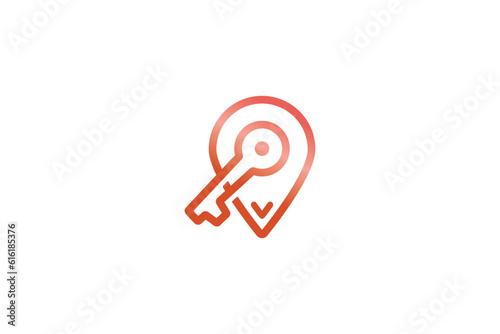 Creative logo design designated to a real estate or locksmith business. This logo design depicts a
key inside a locator symbol. 
