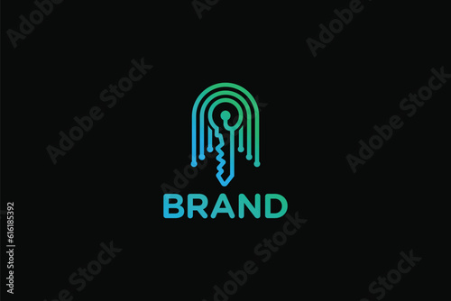 Creative logo design designated to a real estate or locksmith business. This logo design depicts a
key with green lines around it. 