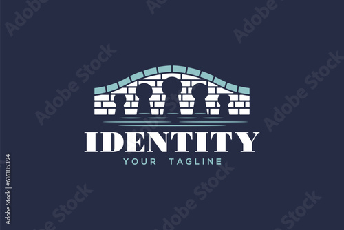 Creative logo design designated to a real estate or locksmith business. This logo design depicts a
bridge with keyholes underneath. 