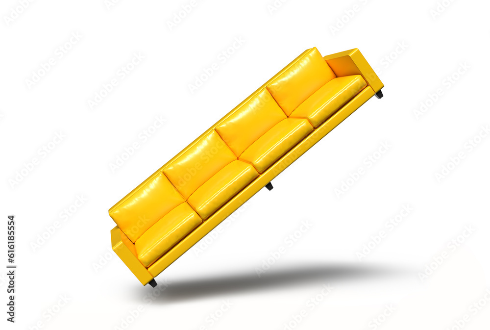 floating yellow sofa isolated on white. 3d illustration floating yellow sofa isolated on white. 3d illustration