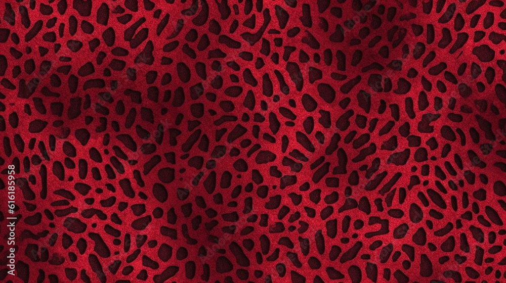 Obraz premium Red Animal Print Wallpaper or Background Pattern - Leopard Dots and Stripes - Generative AI
