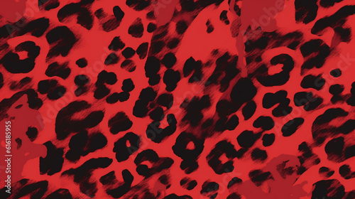 Red Animal Print Wallpaper or Background Pattern - Leopard Dots and Stripes - Generative AI