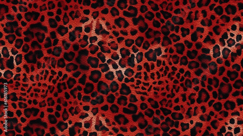Red Animal Print Wallpaper or Background Pattern - Leopard Dots and Stripes - Generative AI