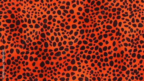 Orange Animal Print Wallpaper or Background Pattern - Leopard Dots and Stripes - Generative AI