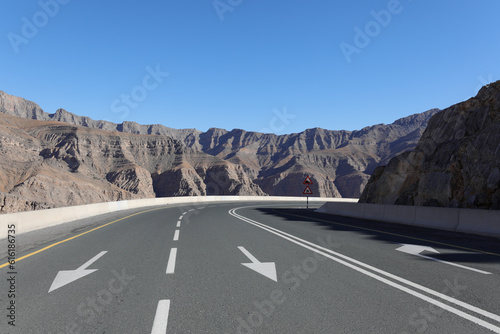 Rugged mountains road photo