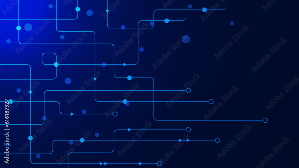 Abstract connecting lines and dots for digital data visualization, network connection and internet communication technology background.