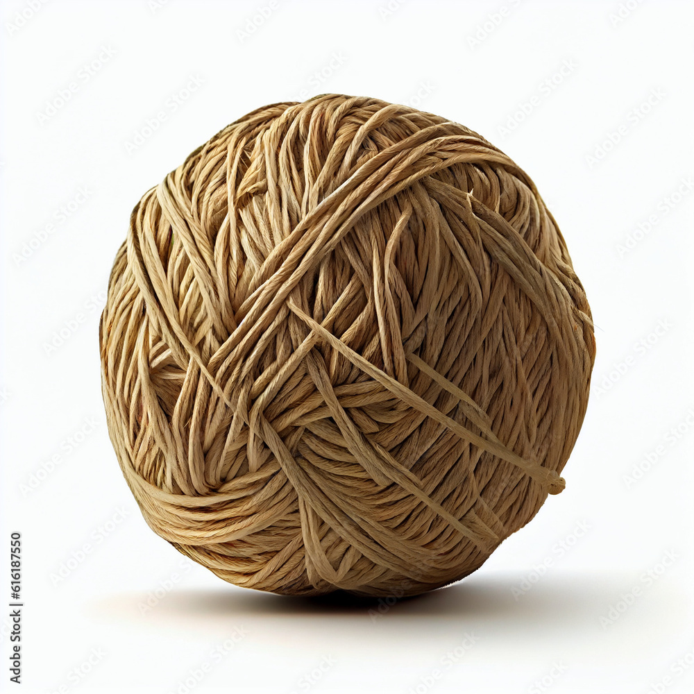 Large ball of twine isolated on a white background Ai generated image