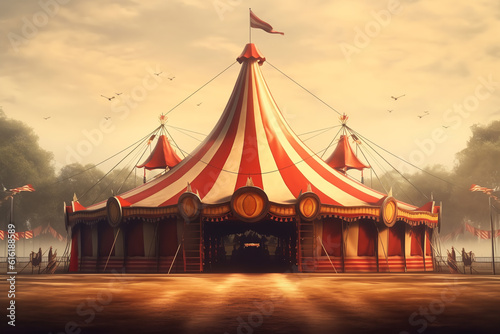 traveling circus tent illustration. ai generative