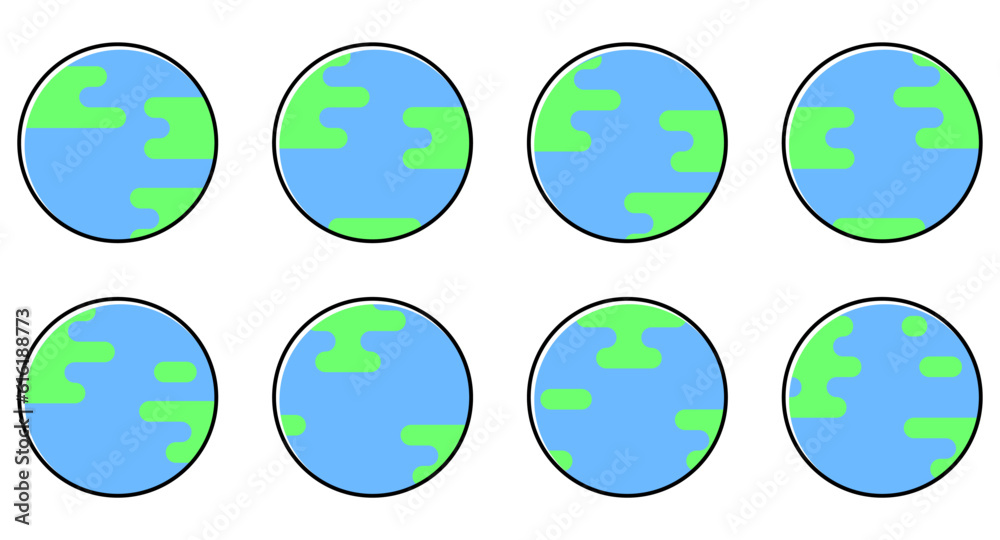 Set of Planet Earth. Vector illustration in flat design Set of Planet Earth. Vector illustration in flat design